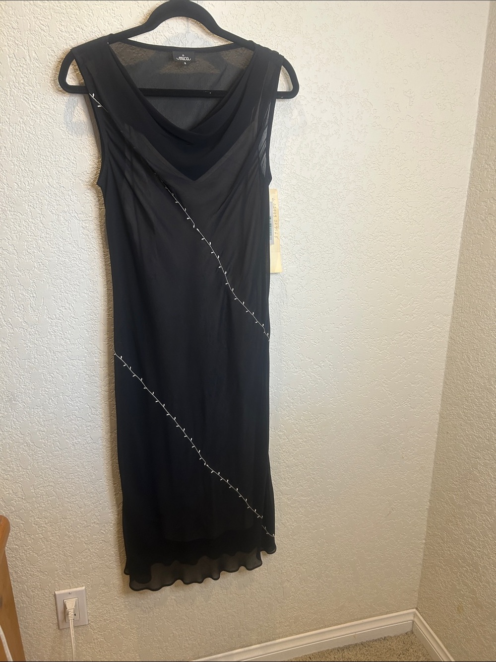 Vintage Black Sheet Embroidered Slip Dress